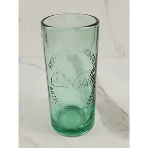 Coca Cola Drinking Green Glass Tall Heavy 2009 Bottling Co Atlanta 7" Vintage